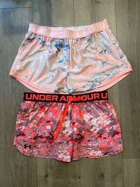 Under Armour Girl's Pink & Blue Tie-Dye Athletic Shorts Duo